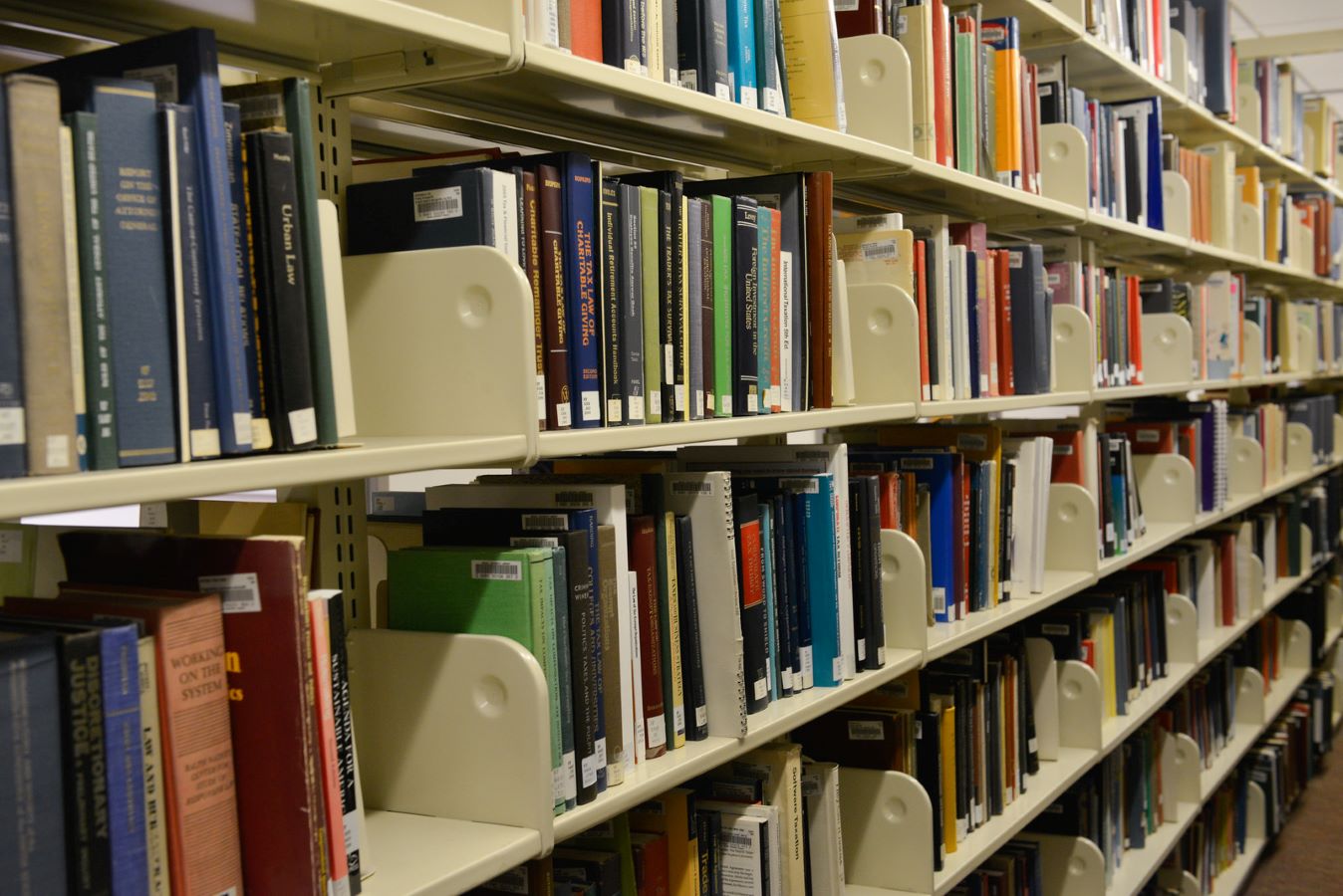 Shelves of books in the W. W. Hagerty Library